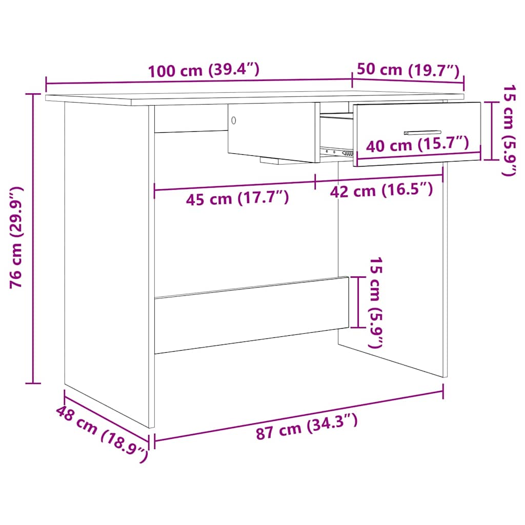 Skrivebord Gammelt tre 100 x 50 x 76 cm Konstruert tre