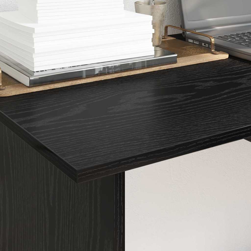 Skrivebord med skuff Svart Eik 100 x 50 x 76 cm Konstruert tre