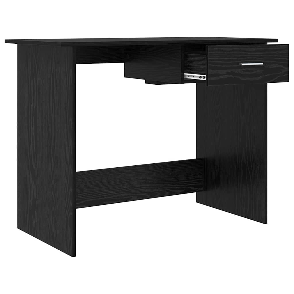 Skrivebord med skuff Svart Eik 100 x 50 x 76 cm Konstruert tre
