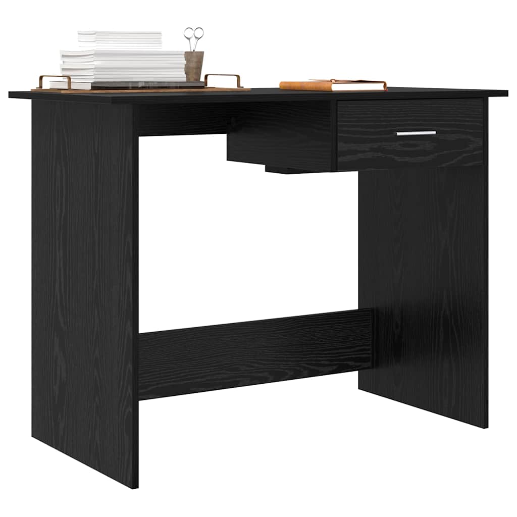 Skrivebord med skuff Svart Eik 100 x 50 x 76 cm Konstruert tre