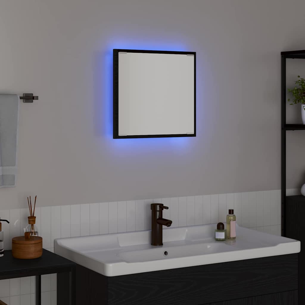 LED Badevindu Svart Eik 40 x 37 x 8.5 cm Konstruert tre