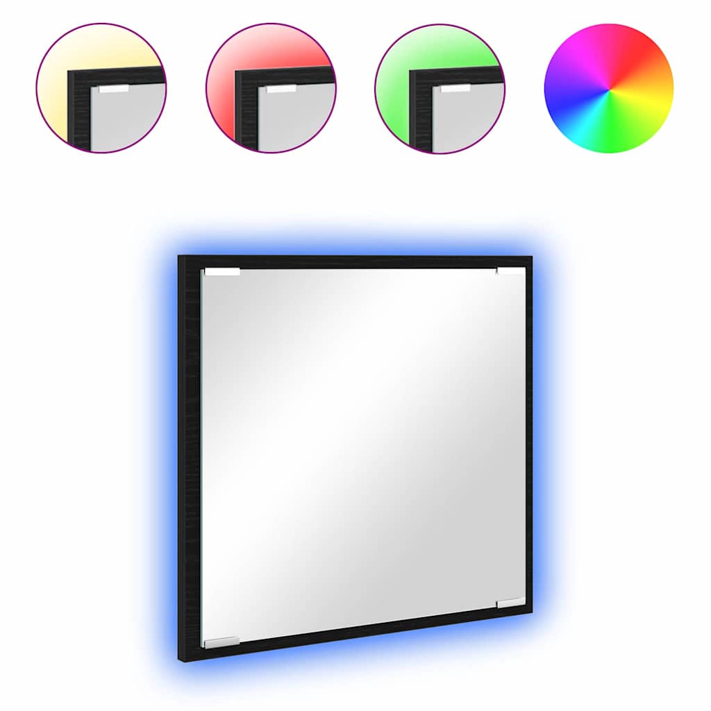 LED Badevindu Svart Eik 40 x 37 x 8.5 cm Konstruert tre