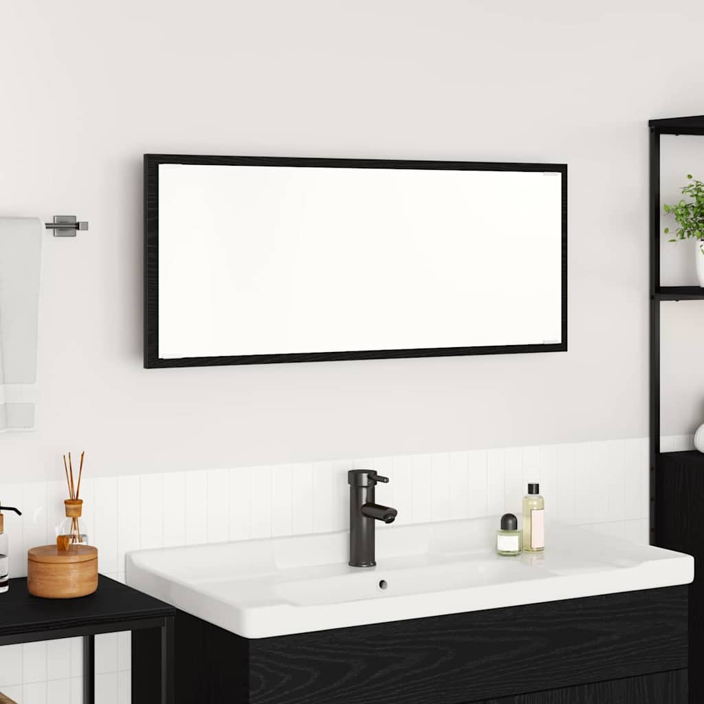 Speil Veggmontert Svart Eik 90 x 8,5 x 37 cm Konstruert tre