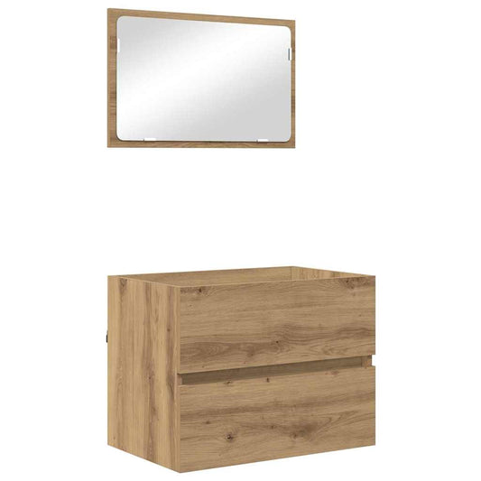 Baderomsinnredningssett 2 pcs Artisan Eik Ingeniørtre og metall