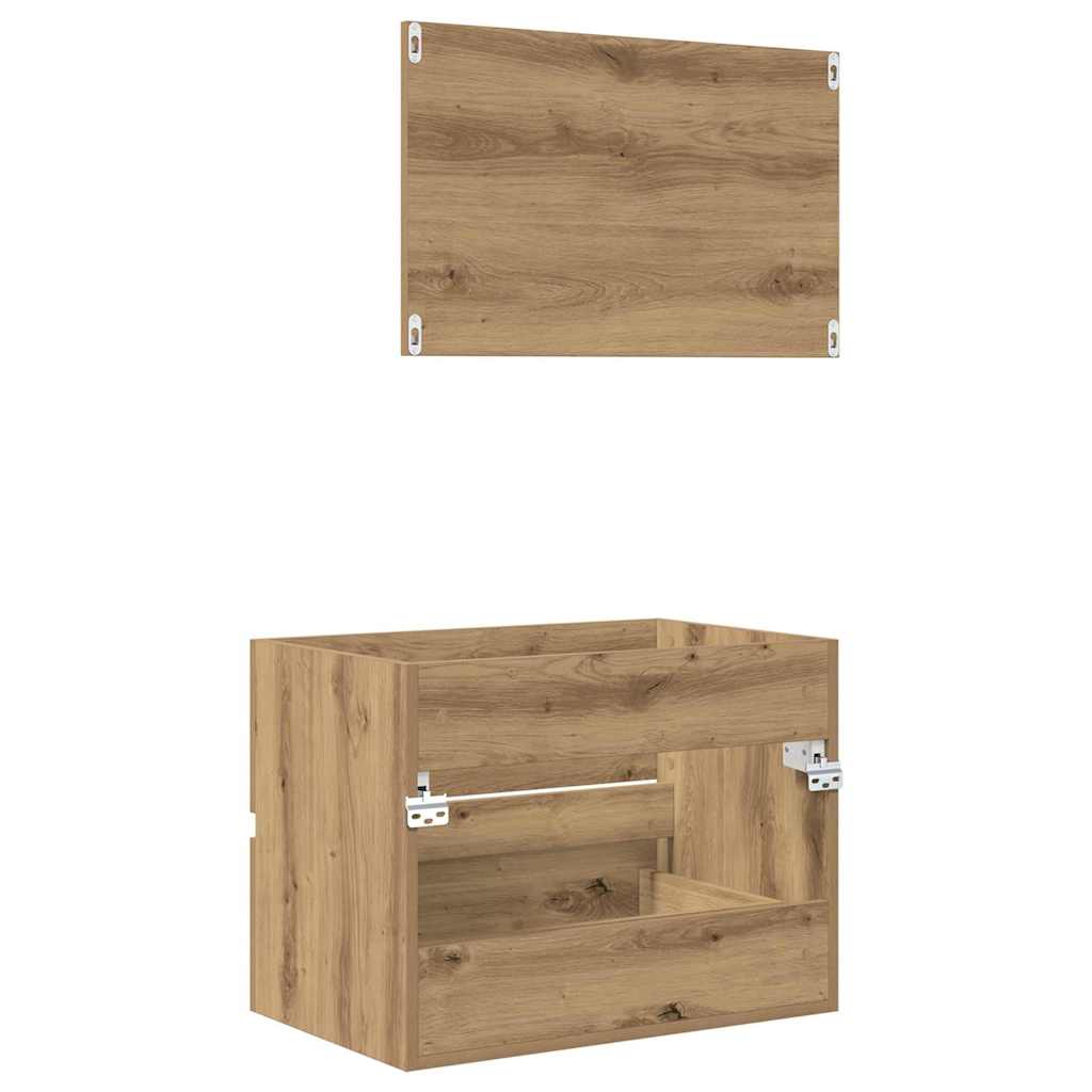 Baderomsinnredningssett 2 pcs Artisan Eik Ingeniørtre og metall