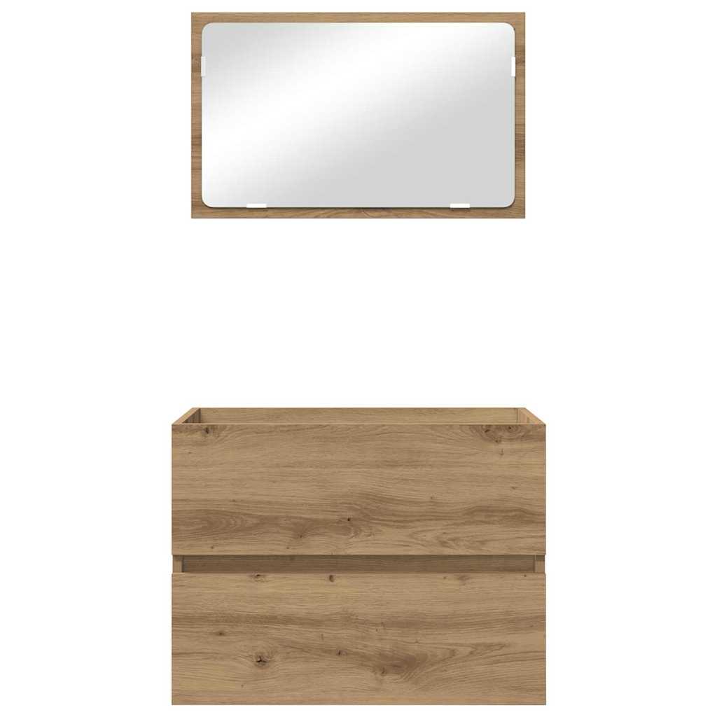 Baderomsinnredningssett 2 pcs Artisan Eik Ingeniørtre og metall