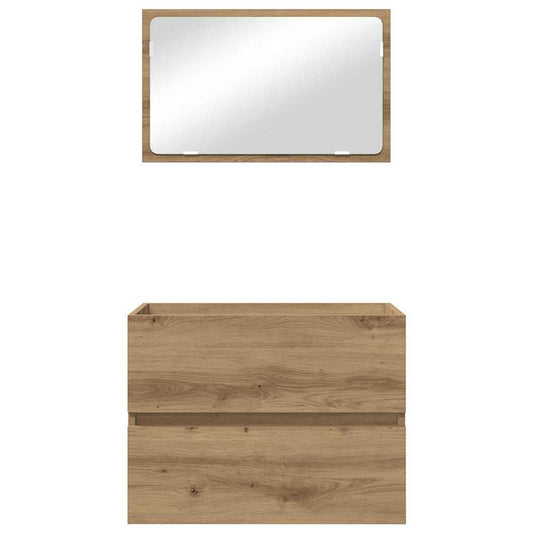 Baderomsinnredningssett 2 pcs Artisan Eik Ingeniørtre og metall