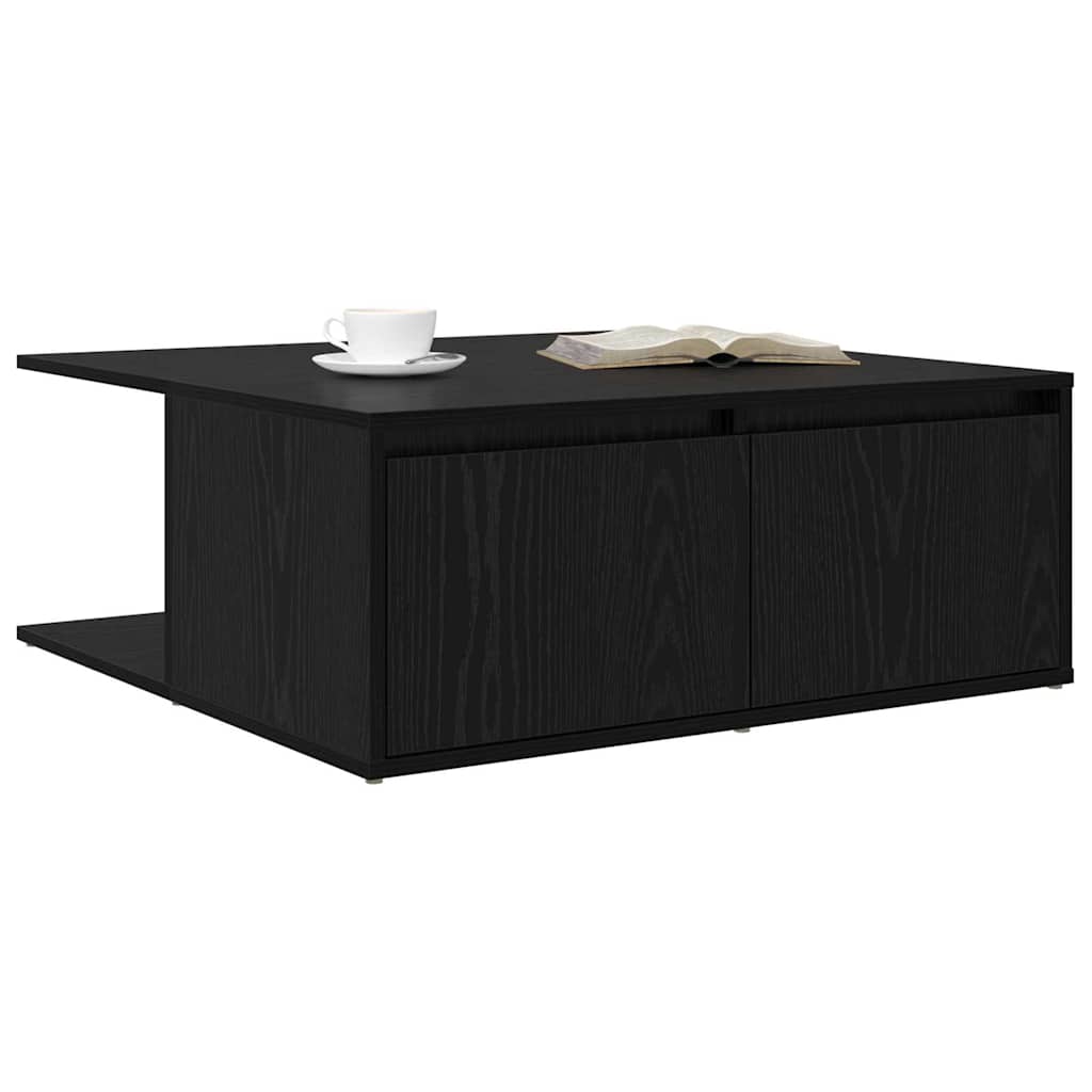 Kaffebord med skuff Svart eik 80 x 80 x 31 cm Konstruert tre