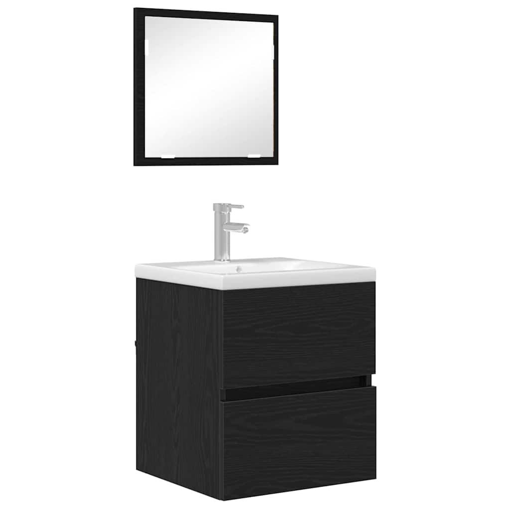 Baderomsskap Svart Eik 41 x 38.5 x 45 cm Konstruert tre