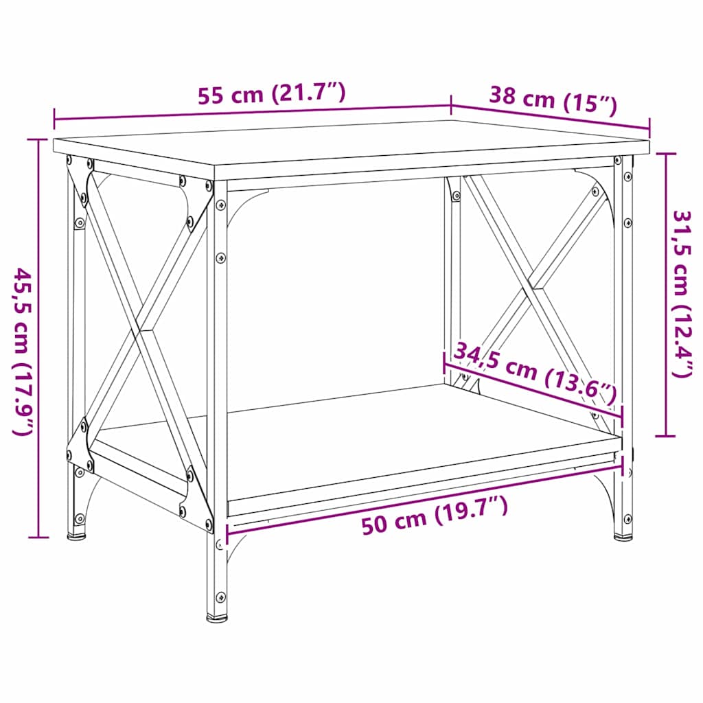 Sidetabell Svart Eik 55 x 38 x 45 cm Konstruert tre