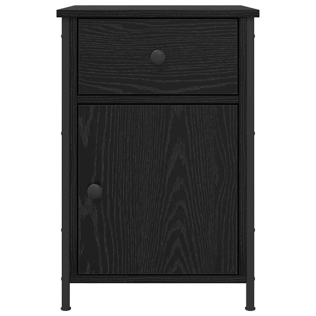 Nattbordskap med skuff Svart Eik 40 x 42 x 60 cm Konstruert tre