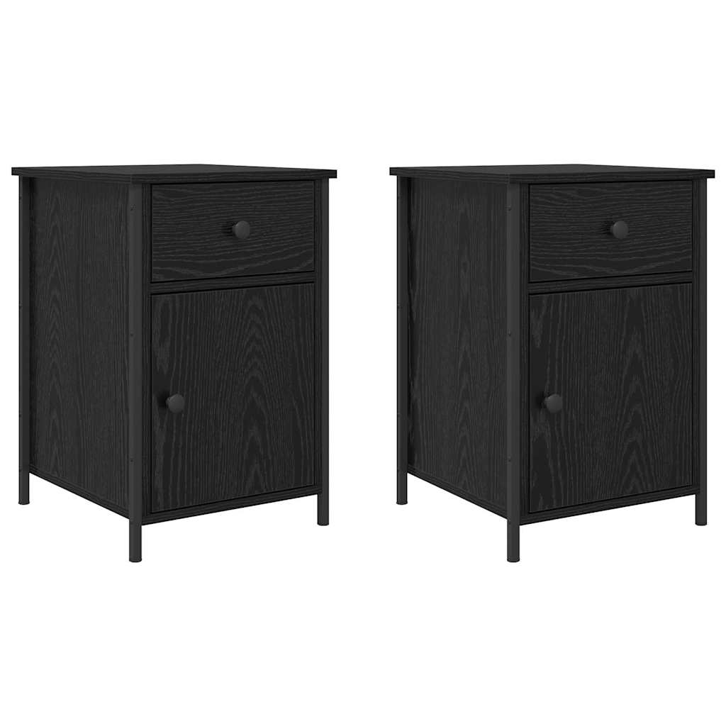Nattbordskap 2 pcs Svart Eik 40 x 42 x 60 cm Konstruert tre