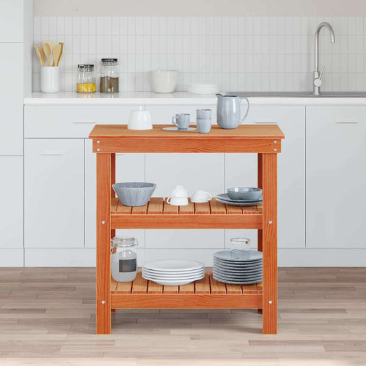 Arbeidsbenk med hylle Vokset Brun 78,5 x 50 x 80 cm Massiv furu