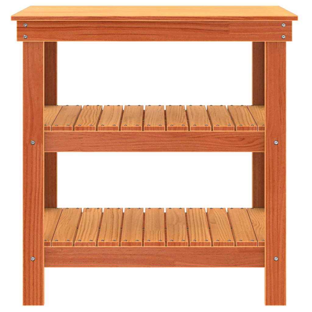 Arbeidsbenk med hylle Vokset Brun 78,5 x 50 x 80 cm Massiv furu