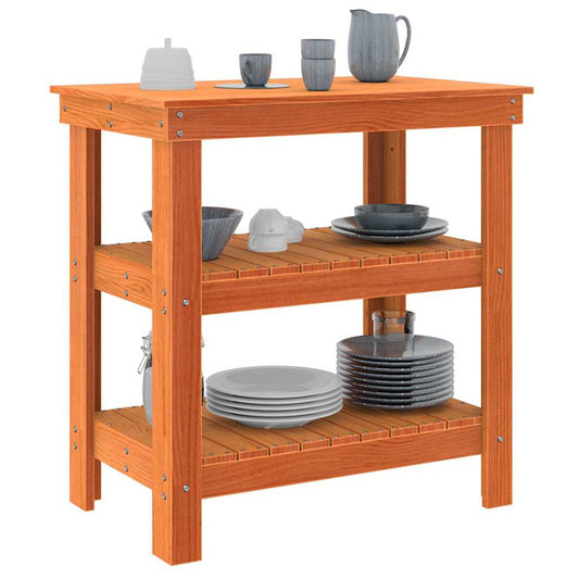 Arbeidsbenk med hylle Vokset Brun 78,5 x 50 x 80 cm Massiv furu