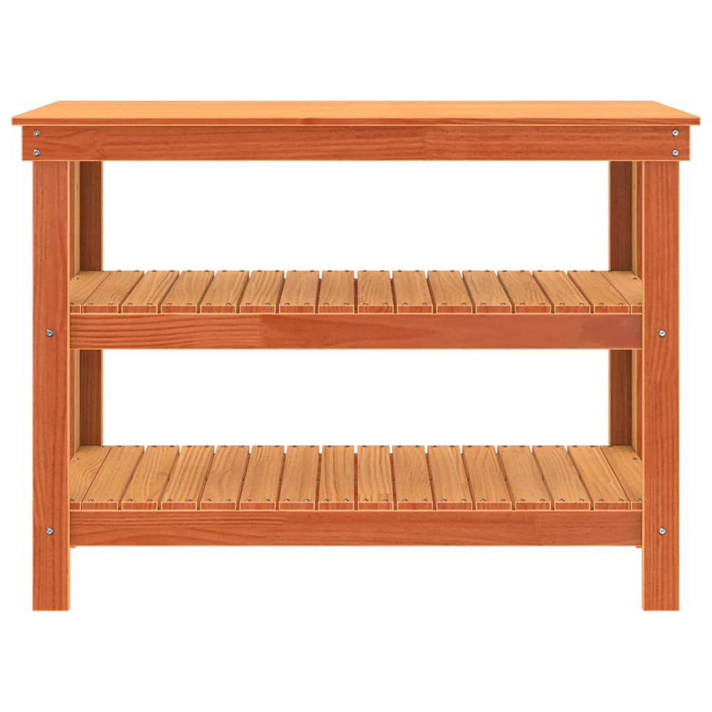 Arbeidsbenk med hylle Voksbrun 110,5 x 50 x 80 cm Heltre furu