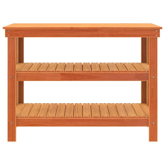 Arbeidsbenk med hylle Voksbrun 110,5 x 50 x 80 cm Heltre furu