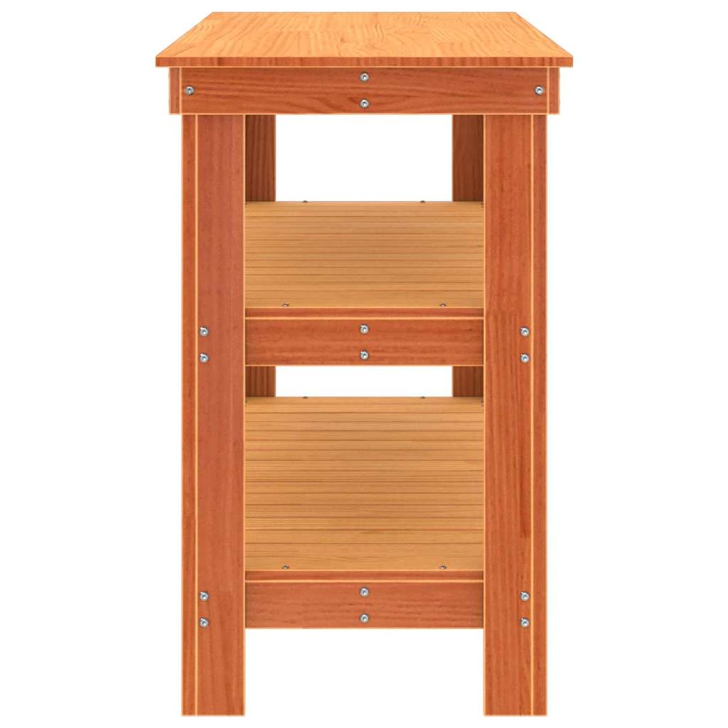 Arbeidsbenk med hylle Voksbrun 110,5 x 50 x 80 cm Heltre furu