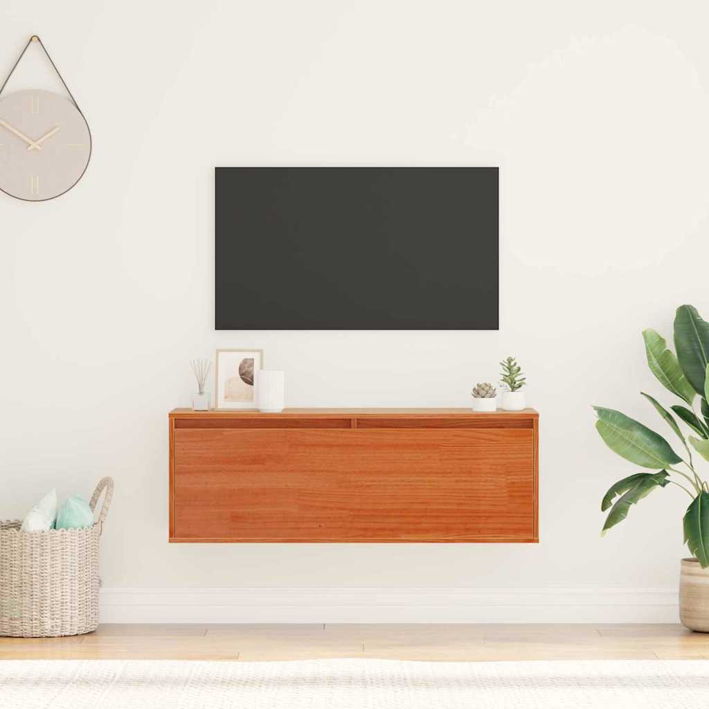 Veggskap Veggmontert Voksbrun 100 x 30 x 35 cm Heltre furu