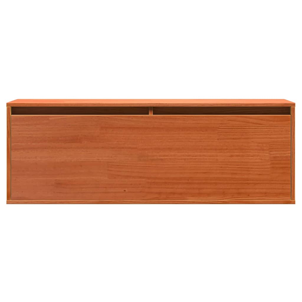 Veggskap med hylle Vokset Brun 100 x 30 x 35 cm Massiv furu
