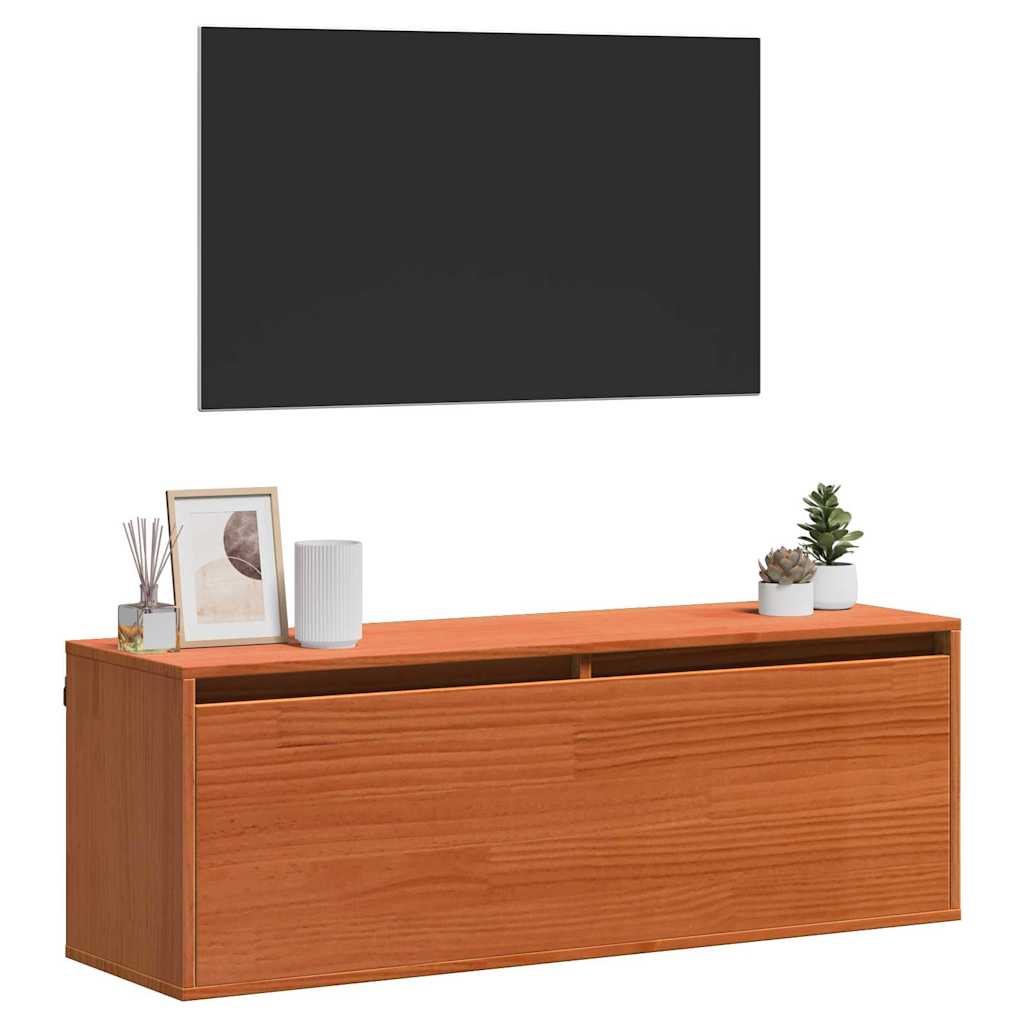 Veggskap med hylle Vokset Brun 100 x 30 x 35 cm Massiv furu