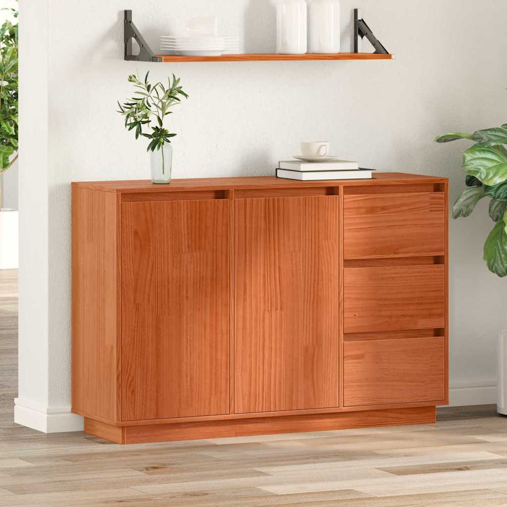 Serviesskap med skuff Brun Eik 111 x 34 x 75 cm Massiv furu