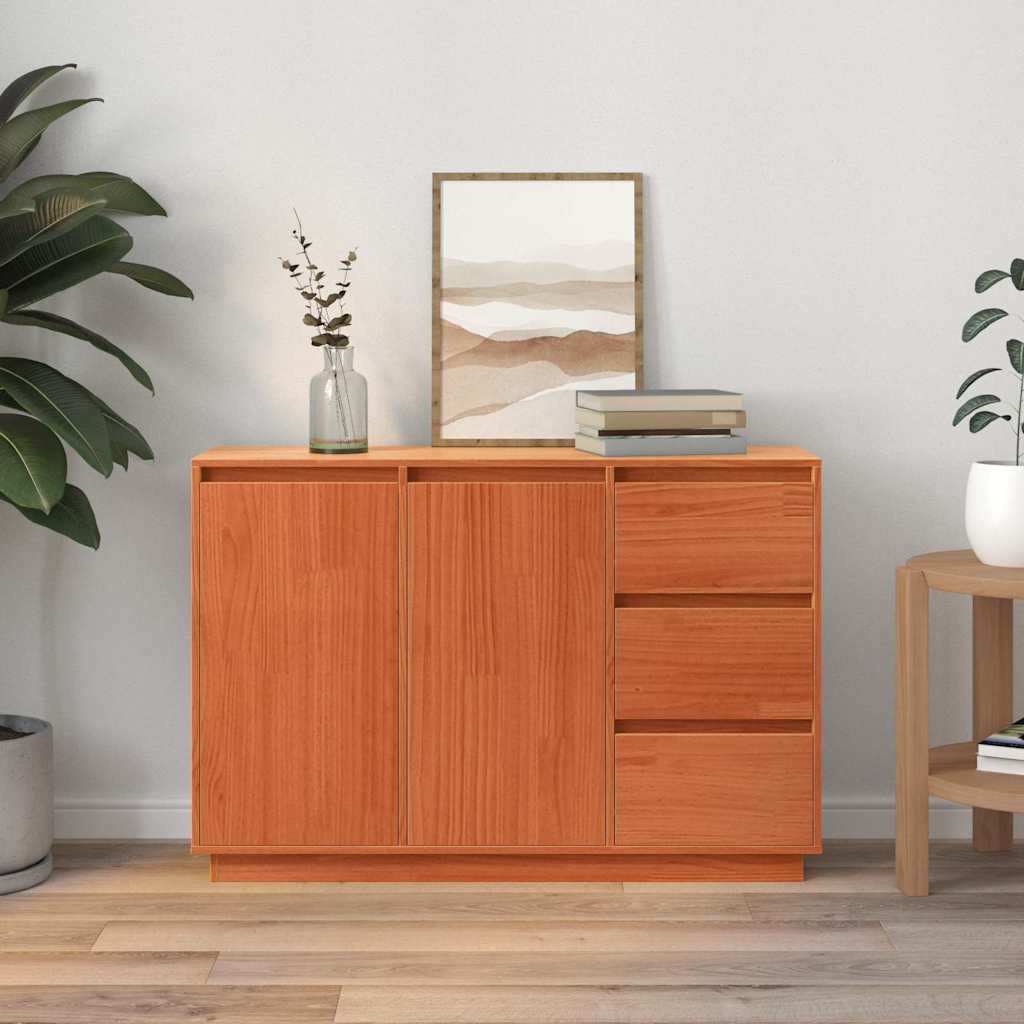 Serviesskap med skuff Brun Eik 111 x 34 x 75 cm Massiv furu