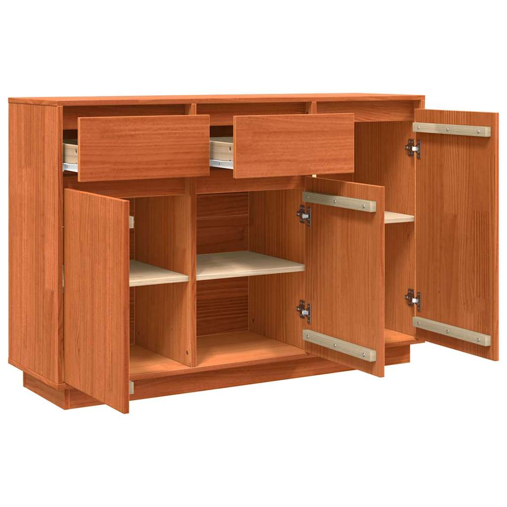 Serviesskap med skuff Vokset Brun 110 x 34 x 75 cm Massiv furu