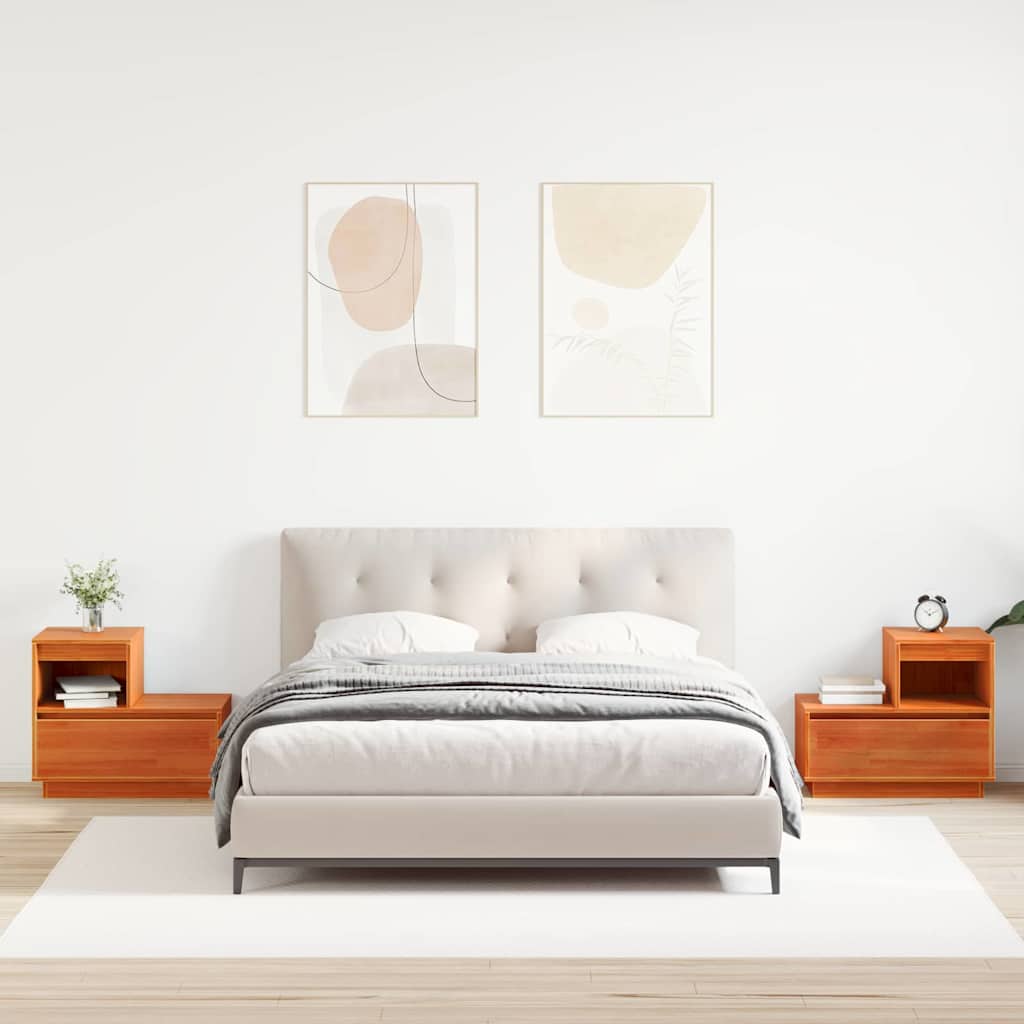 Nattbordskap 2 stk. Vokset Brun 60 x 34 x 51 cm Konstruert tre
