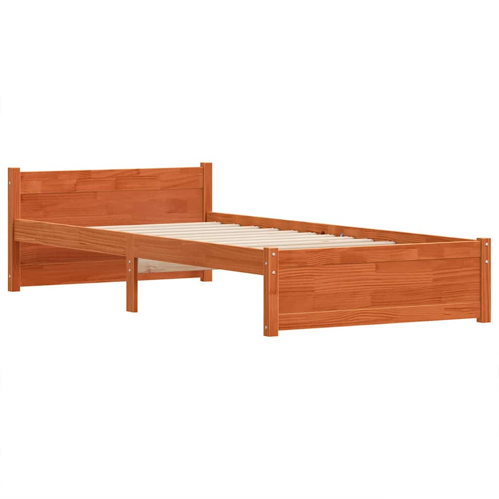 Sengestamme med hodegjerde Voksbrun 75 x 190 cm Heltre furu
