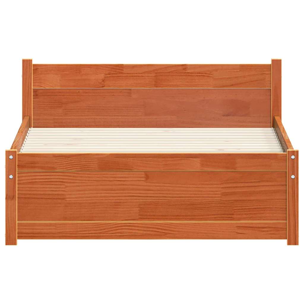 Sengestamme med hodegjerde Voksbrun 75 x 190 cm Heltre furu