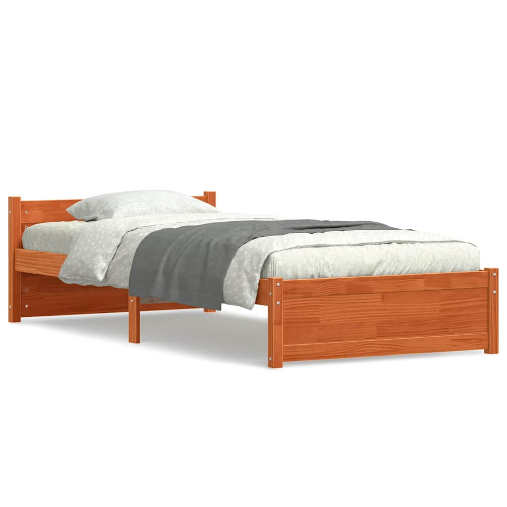 Sengestamme med hodegjerde Voksbrun 75 x 190 cm Heltre furu