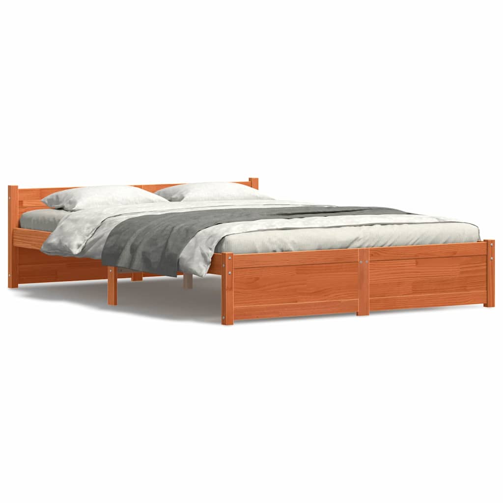 Sengestamme med hodegjerde Voksbrun 140 x 190 cm Heltre furu