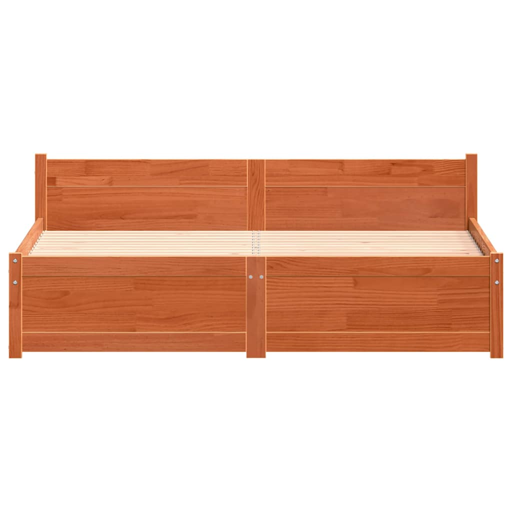 Sengestamme med hodegjerde Voksbrun 150 x 200 cm Heltre furu