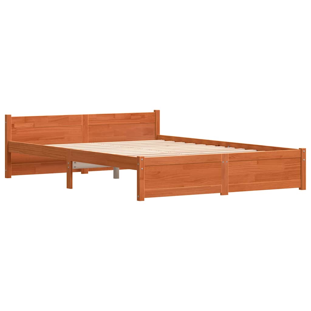 Sengestamme med hodegjerde Voksbrun 160 x 200 cm Heltre furu