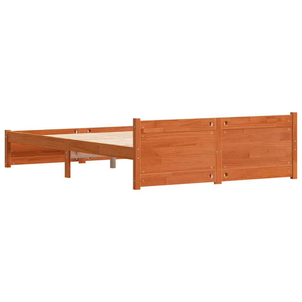 Sengestamme med hodegjerde Voksbrun 160 x 200 cm Heltre furu