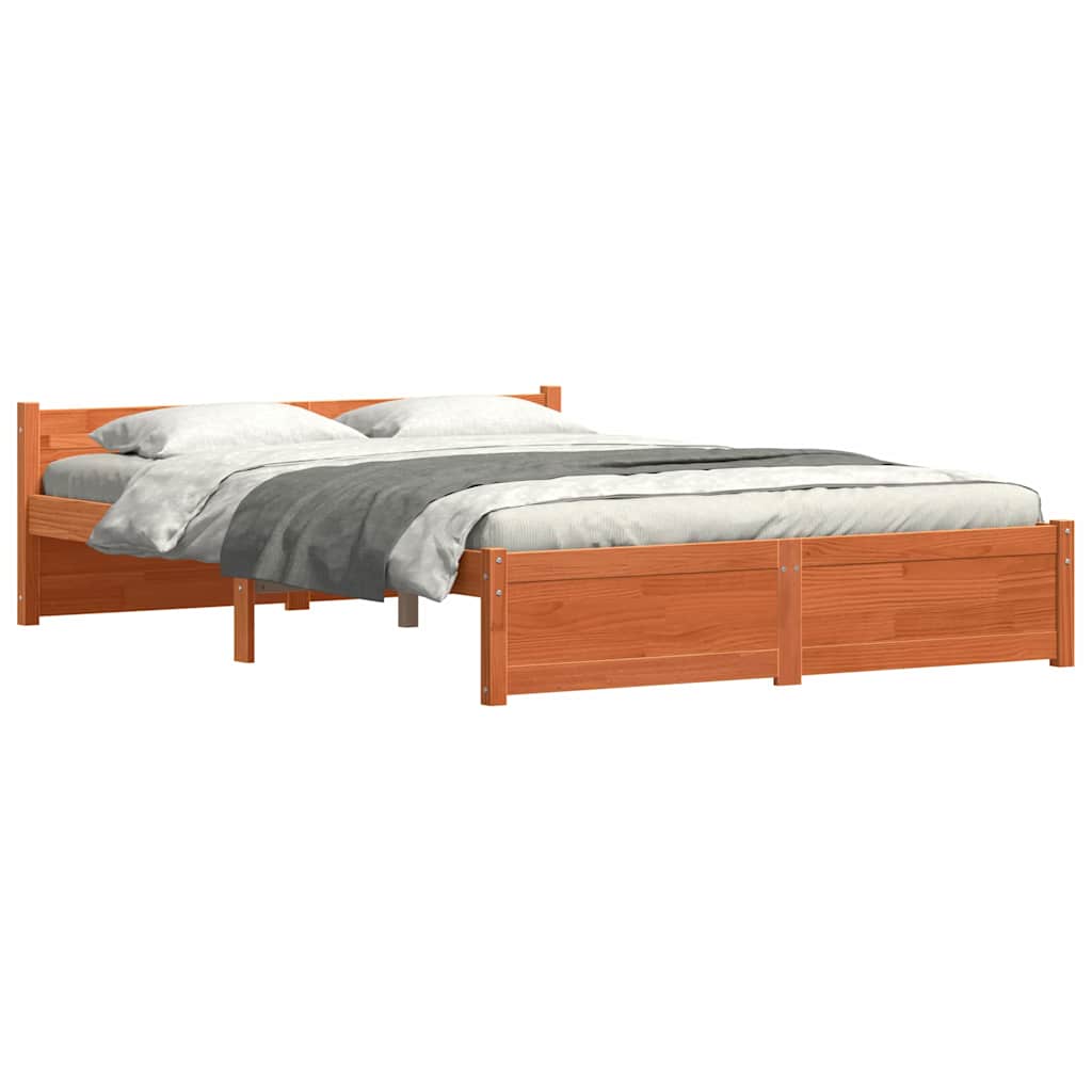 Sengestamme med hodegjerde Voksbrun 160 x 200 cm Heltre furu
