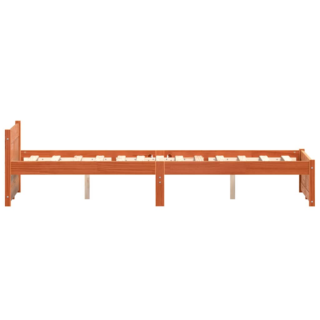 Sengestamme med hodegjerde Voksbrun 160 x 200 cm Heltre furu