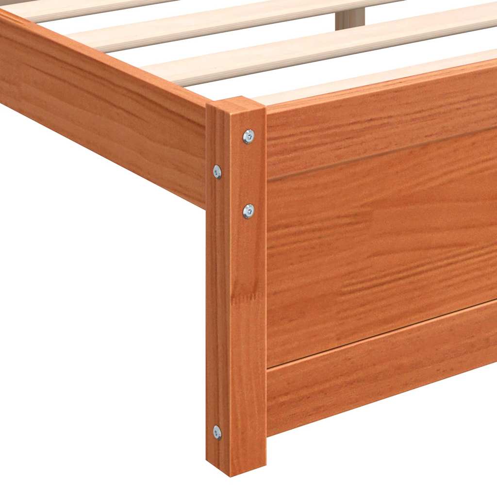 Sengestamme med hodegjerde Voksbrun 180 x 200 cm Heltre furu