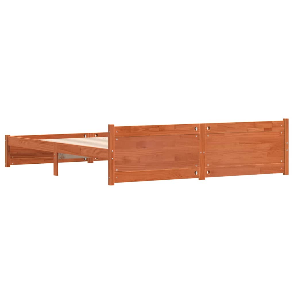 Sengestamme med hodegjerde Voksbrun 180 x 200 cm Heltre furu