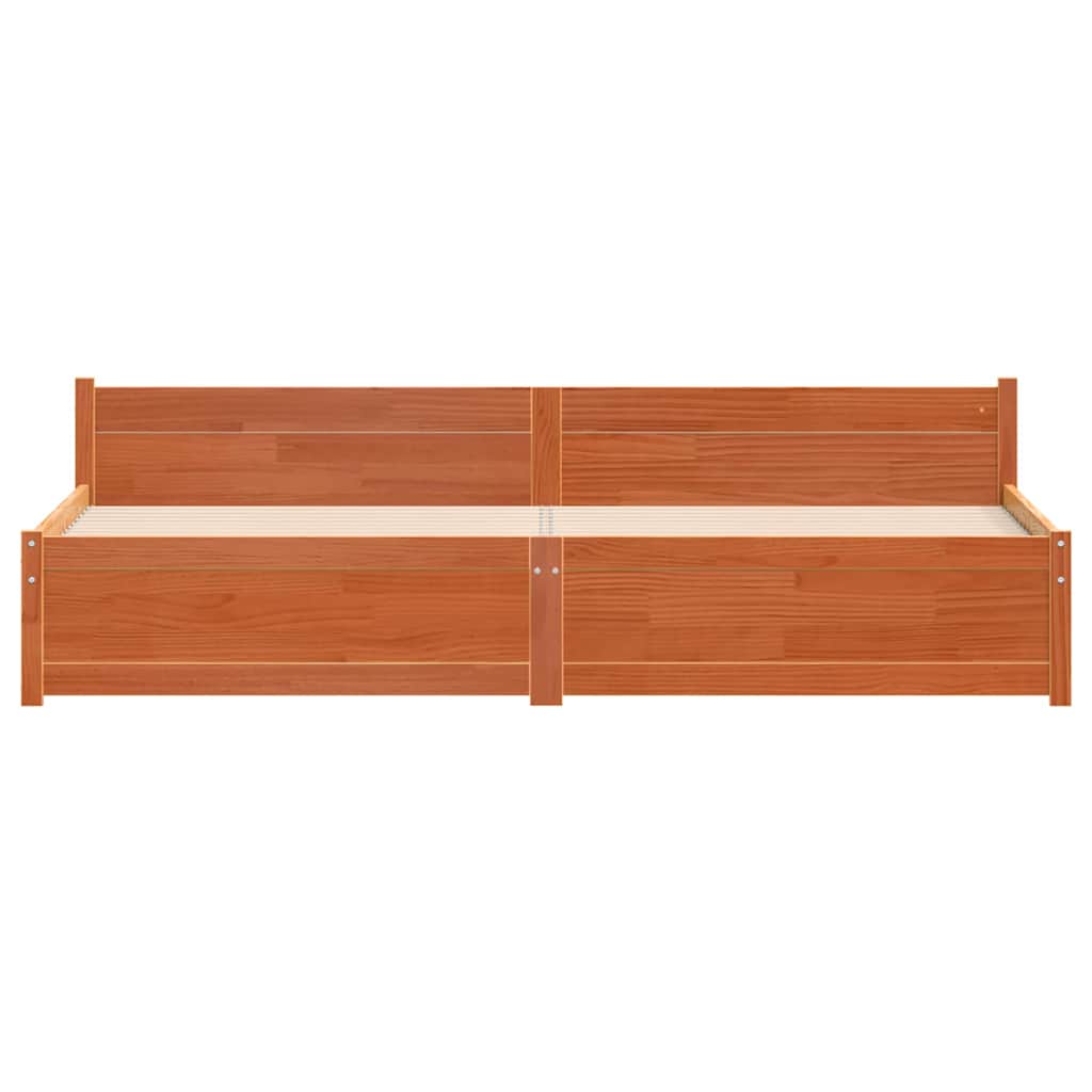 Sengestamme med hodegjerde Voksbrun 180 x 200 cm Heltre furu