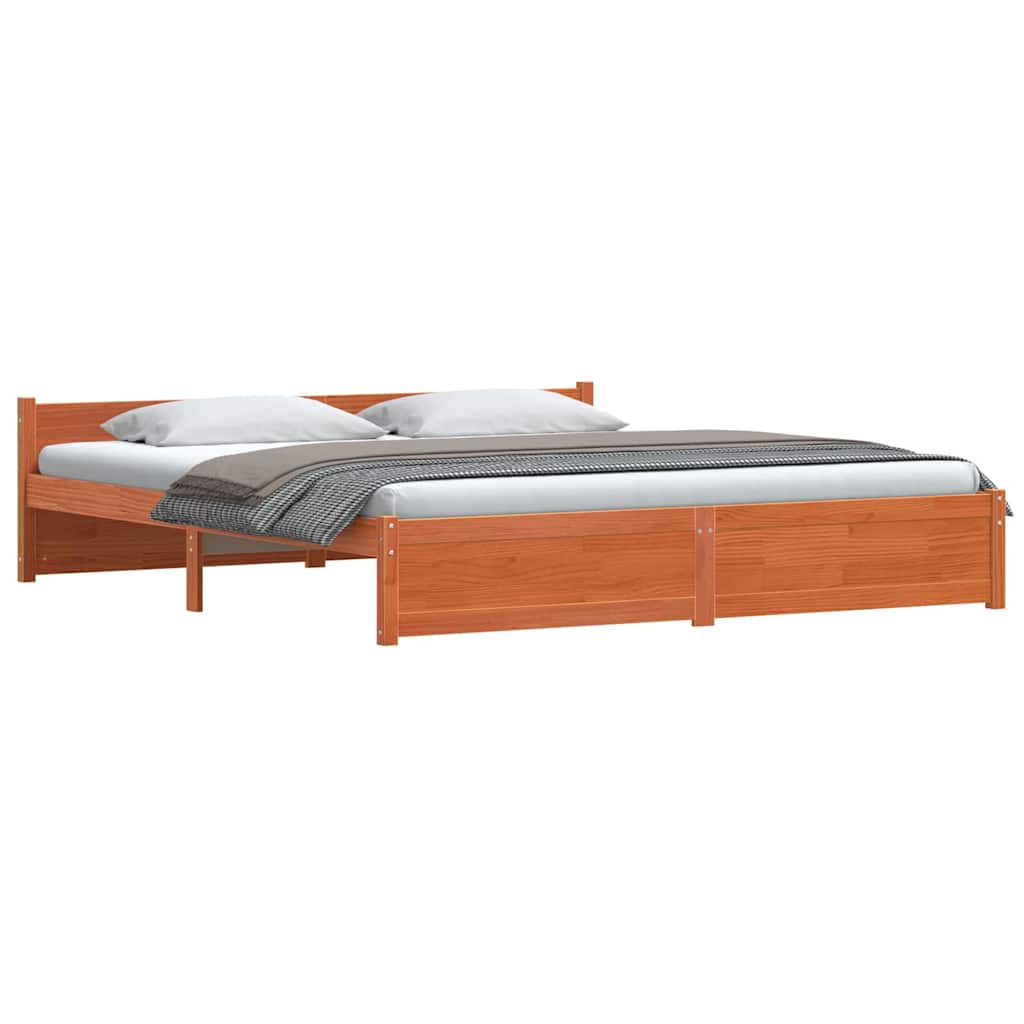 Sengestamme med hodegjerde Voksbrun 180 x 200 cm Heltre furu