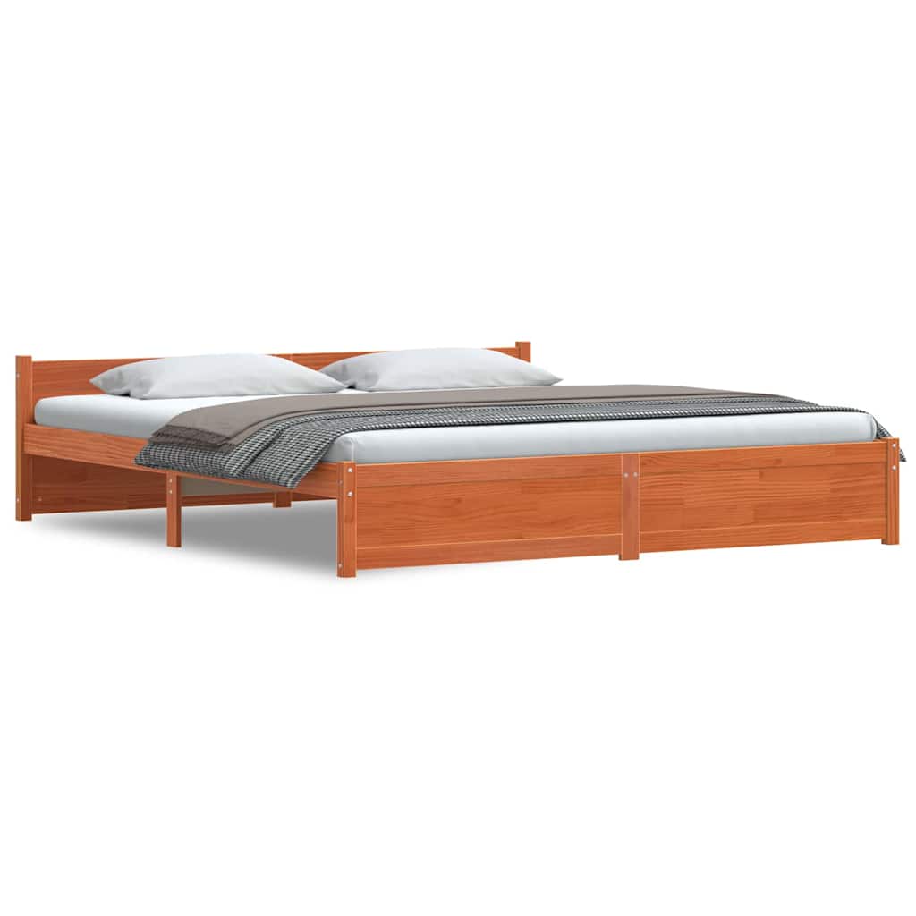 Sengestamme med hodegjerde Voksbrun 180 x 200 cm Heltre furu