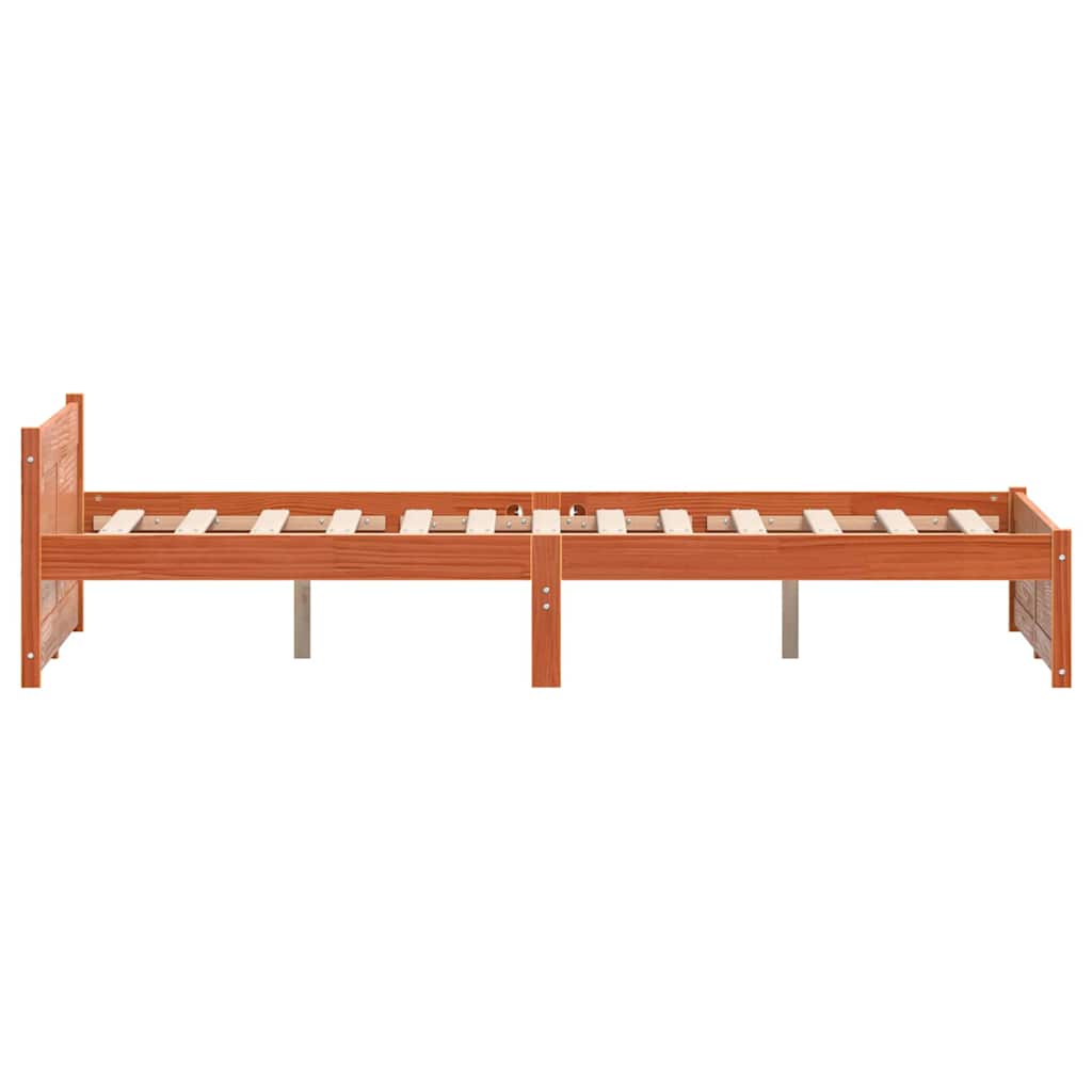 Sengestamme med hodegjerde Voksbrun 200 x 200 cm Heltre furu