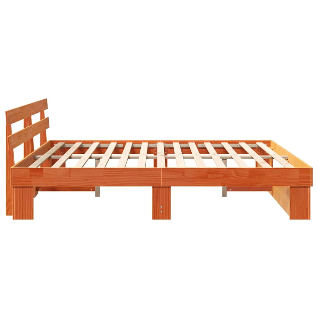 Sengestamme med hodegjerde Brun 180 x 200 cm Massiv furu