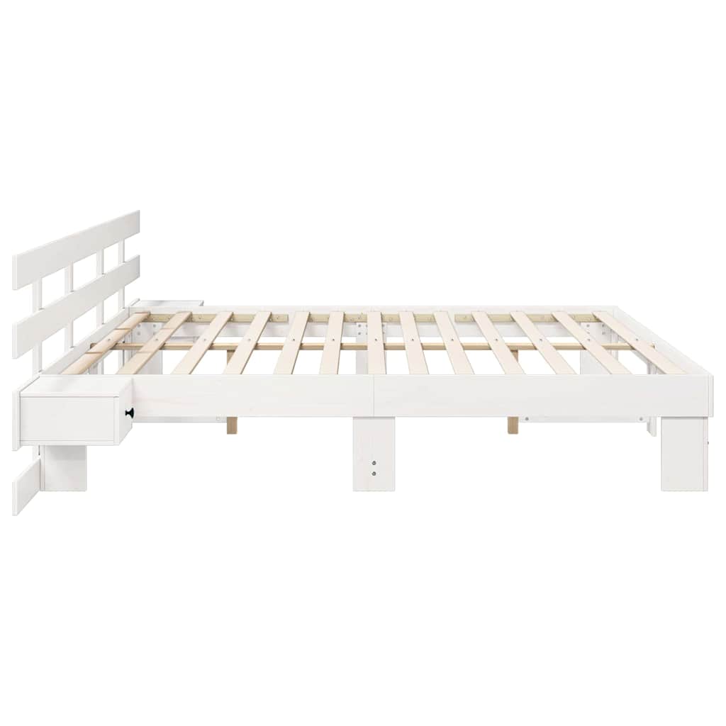 Sengestamme med hodegjerde Hvit 200 x 200 cm Massiv furu