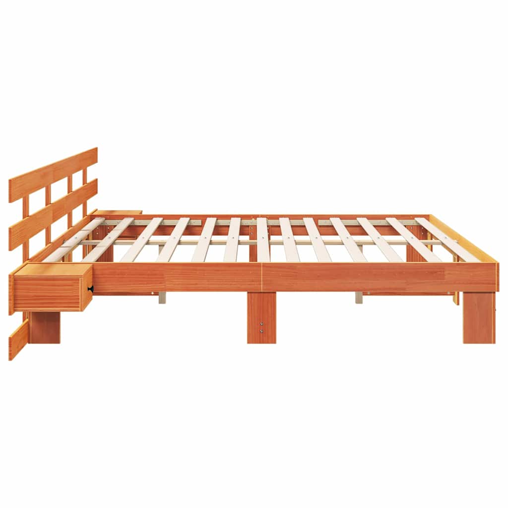 Sengestamme med hodegjerde Brun 200 x 200 cm Massiv furu