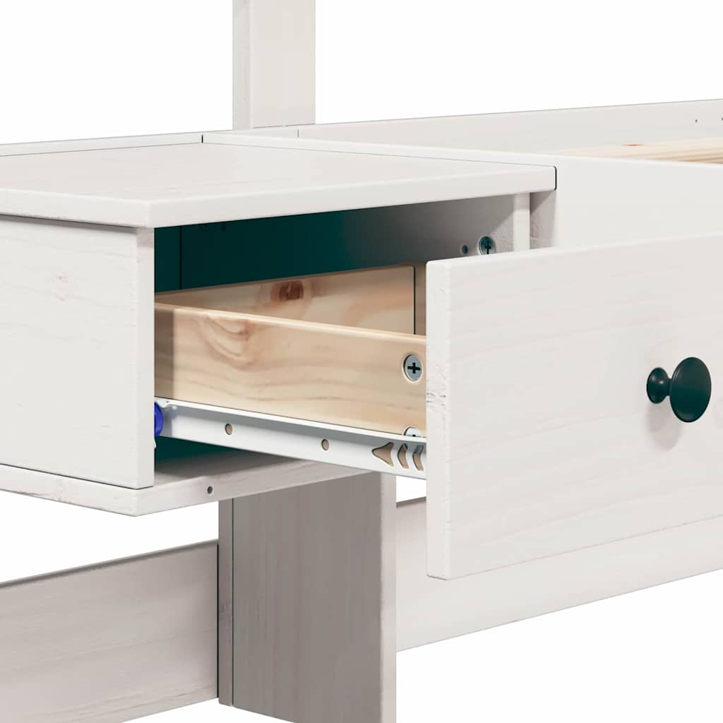 Sengestamme med hodegjerde Hvit 180 x 200 cm Massiv furu