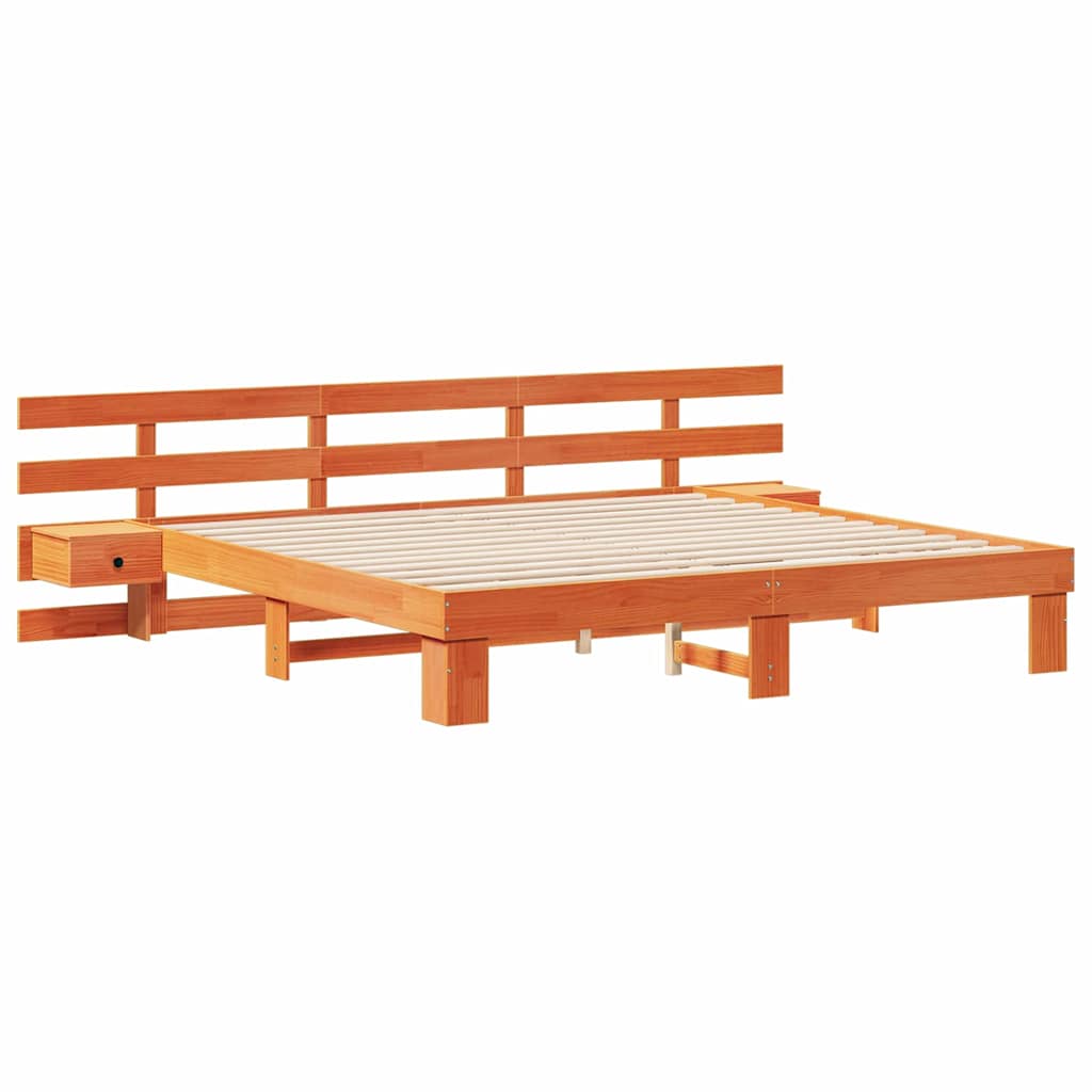 Sengestamme med hodegjerde Brun 180 x 200 cm Massiv furu
