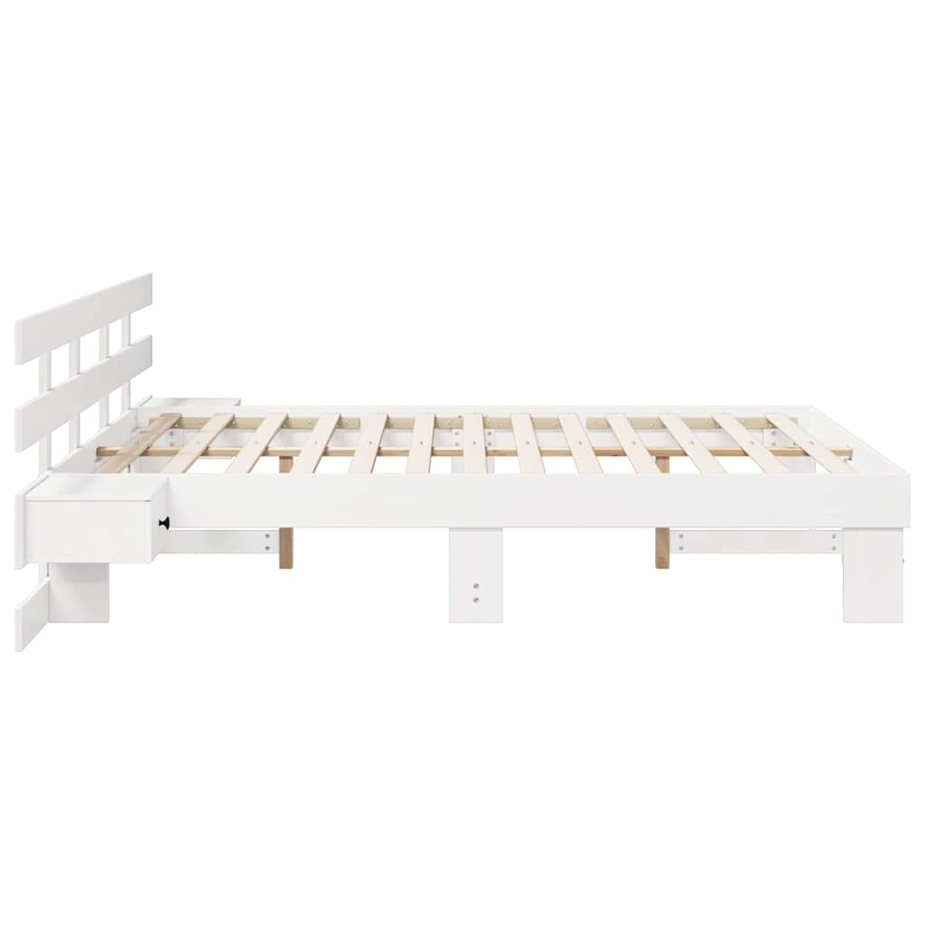 Sengestamme med hodegjerde Hvit 150 x 200 cm Massiv furu